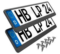 2 Number Plate Holders Short 46 x 11 cm Car Number Plate Holder Short Number Plate Holder 460 mm x 110 mm Short Licence Plate Holder (Black Edition)