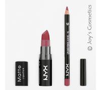 2 NYX Matte Lipstick 15 Whipped Caviar + Slim Lip pencil 860 Peekaboo Neutral