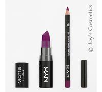 2 NYX Matte Lipstick 30 Aria + Slim Lip pencil 834 Prune Set Joy's cosmetics
