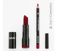 2 NYX Round Lipstick 569 Snow White + Slim Lip pencil 817 Hot Red Set Joy's
