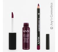 2 NYX Soft Matte Lip Cream 20 Copenhagen + Slim Lip pencil 808 Deep Purple Set