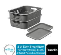 2Pack Recycled Storage Box and Plastic Lid - White / 10l