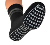 2 or 4 PACK OF Unisex Thermal Socks Terry Cloth with ABS (Acrylonitrile Butadiene Styrene) Knobs, Without Rubber - Anti Slip Socks Slipper Socks Sizes 2-5 To 13-16 - black -