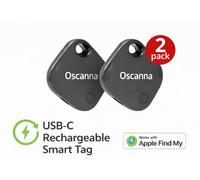 2 Oscanna Black Rechargeable Smart Tag Like Airtag Works With Apple Find My