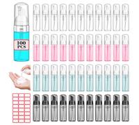 2 oz Plastic Foam Pump Bottle Refillable 60ml Travel Mousse Foaming Soap Dispenser Mini Eyelash Cleaning Foam Bottle Dispenser for Face Wash Lash Shampoo Skin Care, 4 Colors, 100 Packs