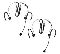 2 P ack Dual Earhook Face Microphone Headset Headworn Microphone Hanging Condenser Omnidirectional Mic for Sennheiser,3.5mm Screw Lock Plug with Windscreen and 1.5m Cable,Foldable,Black