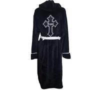 2 PAC Tupac Bathrobe Cross Logo Official Black Super Soft Fleece Unisex S