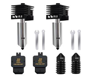 2 Pack 0.2MM Hotend for Bambu Lab H2D, Upgraded Hardened Steel Nozzle Print Head Hot End Assembly Kit with Extra 2PCS 0.2MM Nozzle for H2D Combo 3D Printer