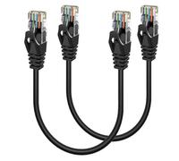 2-Pack 0.3M 1ft Cat6 Ethernet Cable, RJ45 LAN Patch Cable, 24AWG UTP CAT6 10Gbps Snagless High-Speed Wired Internet Cable for Router, Modem, Switch, PCs, Smart TV, Streaming Devices and More-Black