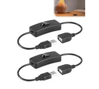 2 Pack 0.3m Versatile USB Switch Cable, On Off Switch Extension Cable USB A Male to Female Switcher Extender Cord Convenient for Driving Recorder LED Strips LED Desk Lamp Small Fan Black