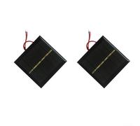 2 Pack 0.6W 3V Polycrystalline Solar Panel for Toy Lights| Charge 2.4V Battery Efficiently| 65x65mm DIY Module with 15cm Cable for Garden Decor and