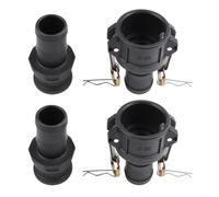 2|Pack 1|1/2 Inch Cam Lock Fittings Type C and E, Polypropylene Hose Coupler and Adapter Set with Internal Thread for Fluid Transfer| Black