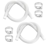 2 Pack 1-1/4 Inch x 3ft Foot Long White Above Ground Pool Flex Connection Hose with 2 Metal Clamps for Pump 330 GPH, 530 GPH, and 1,000 GPH Compatible with Intex Coleman Summer Waves Pool Skimmer