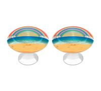 2 Pack 1.1 Inch (28 Mm) Round Cartoon Rainbow Beach Drawer Knobs Modern Kitchen Cabinet Knob Hardware Handles Decorative Furniture Knobs for Dresser, Cupboards, Wardrobes, Bifold Door, Closet Door