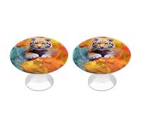 2 Pack 1.1 Inch (28 Mm) Round Color Animation Drawer Knobs Modern Kitchen Cabinet Knob Hardware Handles Decorative Furniture Knobs for Dresser, Cupboards, Wardrobes, Bifold Door, Closet Door