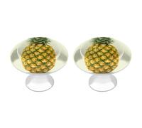 2 Pack 1.1 Inch (28 Mm) Round Fresh Pineapple Drawer Knobs Modern Kitchen Cabinet Knob Hardware Handles Decorative Furniture Knobs for Dresser, Cupboards, Wardrobes, Bifold Door, Closet Door