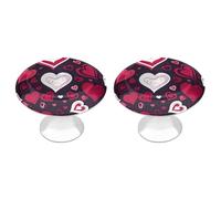 2 Pack 1.1 Inch (28 Mm) Round Happy Valentine's Day Drawer Knobs Modern Kitchen Cabinet Knob Hardware Handles Decorative Furniture Knobs for Dresser, Cupboards, Wardrobes, Bifold Door, Closet Door