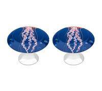 2 Pack 1.1 Inch (28 Mm) Round Jellyfish Academy Drawer Knobs Modern Kitchen Cabinet Knob Hardware Handles Decorative Furniture Knobs for Dresser, Cupboards, Wardrobes, Bifold Door, Closet Door
