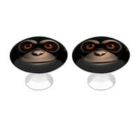 2 Pack 1.1 Inch (28 Mm) Round Red Eyed Monkey Drawer Knobs Modern Kitchen Cabinet Knob Hardware Handles Decorative Furniture Knobs for Dresser, Cupboards, Wardrobes, Bifold Door, Closet Door