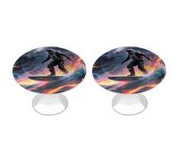 2 Pack 1.1"Round Astronaut Star Surfing Drawer Knob Stainless Steel Kitchen Cabinet Knob Pulls with Screws Hardware Decorative Handles Knobs for Dresser Cupboard Closet Door Wardrobe Easy Install