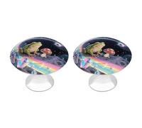 2 Pack 1.1"Round Funny Space Frog Mushroom Drawer Knob Stainless Steel Kitchen Cabinet Knob Pulls with Screws Hardware Decorative Handles Knobs for Dresser Cupboard Closet Door Wardrobe Easy Install