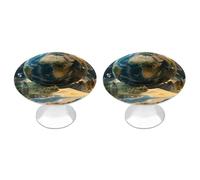 2 Pack 1.1" Round World Geographical Distribution Drawer Knobs Modern Kitchen Cabinet Knob Hardware Handles Decorative Furniture Knobs for Dresser, Cupboards, Wardrobes, Bifold Door, Close