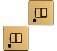 2 PACK 1 Gang 13A Switched Fuse Spur & Flex Outlet SCREWLESS SATIN BRASS Plate