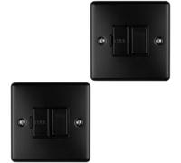 2 PACK 1 Gang 13A Switched Fuse Spur MATT BLACK & BLACK Metal Mains Isolation