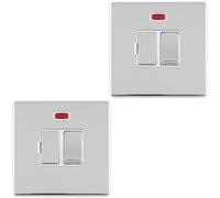 2 PACK 1 Gang 13A Switched Fuse Spur Neon SCREWLESS POLISHED CHROME Isolation