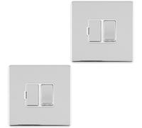 2 PACK 1 Gang 13A Switched Fuse Spur SCREWLESS POLISHED CHROME Mains Isolation