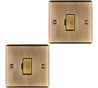 2 PACK 1 Gang 13A Unswitched Fuse Spur ANTIQUE BRASS & BLACK Mains Isolation