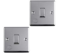 2 PACK 1 Gang 13A Unswitched Fuse Spur POLISHED CHROME & GREY Mains Isolation