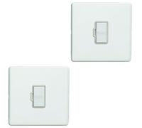 2 PACK 1 Gang 13A Unswitched Fuse Spur SCREWLESS MATT WHITE Mains Isolation