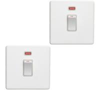2 PACK 1 Gang 20A Single Light Switch & Neon SCREWLESS MATT WHITE 2Way Rocker