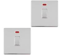 2 PACK 1 Gang 20A Single Light Switch Neon SCREWLESS POLISHED CHROME 2Way Rocker