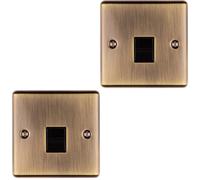 2 PACK 1 Gang BT Extension Telephone Wall Socket ANTIQUE BRASS Slave Secondary