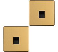 2 PACK 1 Gang BT Telephone Master Socket SCREWLESS SATIN BRASSWall Face Plate