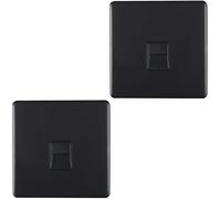 2 PACK 1 Gang BT Telephone Master Socket SCREWLESS SATIN STEELWall Face Plate