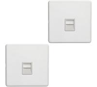 2 PACK 1 Gang Extension Telephone Socket SCREWLESS MATT WHITE Slave Secondary
