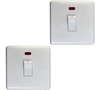 2 Pack 1 Gang Single 20A DP Switch & Neon - White Wall Plate Kitchen Appliance - Decorative Appliance Switch Wall Plate