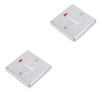 2 PACK 1 Gang Single 45A Cooker Switch Neon - POLISHED CHROME & WHITE Rocker DP