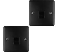 2 PACK 1 Gang Single BT Telephone Master Socket MATT BLACK Wall Plate Outlet
