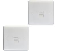 2 PACK 1 Gang Single BT Telephone Master Socket WHITE PLASTIC Wall Plate Outlet