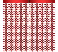 2 Pack 1 m × 2 m Valentine's Day Metallic Foil Fringe Curtain, Red Heart Shape Tinsel Curtains Streamers Photo Props Backdrop for Valentine's Day Engagement Wedding Party Decorations