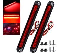 2 Pack 10" 15 LED Trailer Identification Light 9 to 30-volt, LED Stop Turn Tail Light Assembly Third Brake Bar Strip Truck Rear Marker Light IP67 Waterproof for Heavy Duty Marine Boats Trucks Pickups
