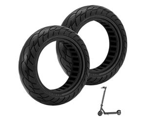 2 Pack 10×2.5 Solid Tyres (60/70-6.5) - Puncture-Proof Electric Scooter Replacement Wheels for Ninebot Max G30, G30P, G30LP - Durable Front & Rear Rubber Tyres, 10 Inch Black/Red (Black)