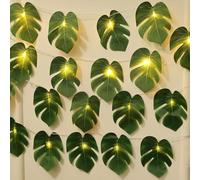 2 Pack 10.3ft Tropical Palm Leaf String Lights - 20 Warm White LED Battery Powered Leaf Vine Lights with 2 Lighting Modes, for Hawaiian Party, Jungle Theme, Indoor Outdoor Decor