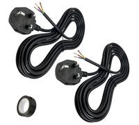 2 Pack 10 Amp Plug UK, with Insulating Tape, 3 Core Electrical Cable with 10A Fused, Compliant with BS-1363 Standard, 1.5 Metre (4.9ft) UK Plug Power Cord Compatible with Various Electrical Equipment