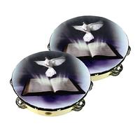 2-Pack 10" Dove Bible Tambourine Double Row Jingle Percussion Instrument Church