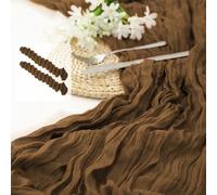 2 Pack 10 Ft Cheesecloth Table Runner Dark Brown Gauze Long Table Runners Boho Gauze Cheese Cloth Table Runner Rustic Sheer Runner for Wedding Party Table Decor ( 35 x 120 Inch )